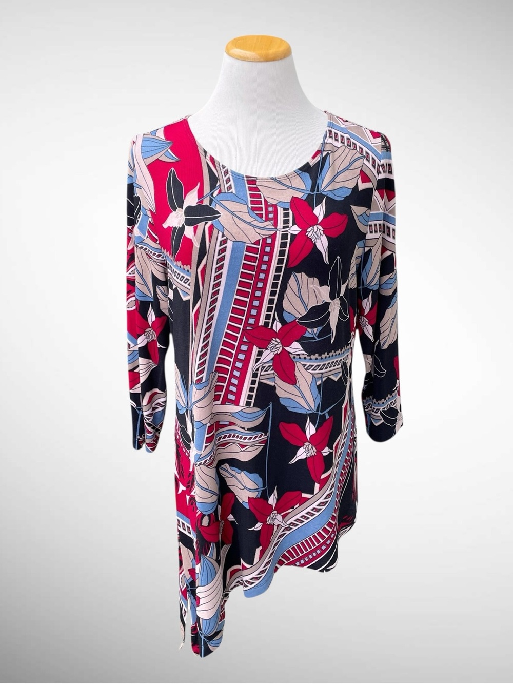 Travelers by Chico’s Tunic Length Asymmetrical Pullover Top 3/4-Sleeves